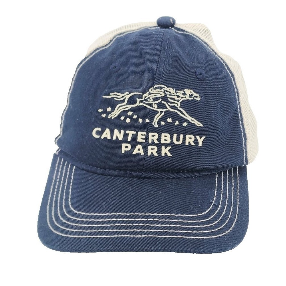 District Canterbury Park Horse‎ Racing Trucker Hat Navy Blue Snapback Cap Mesh